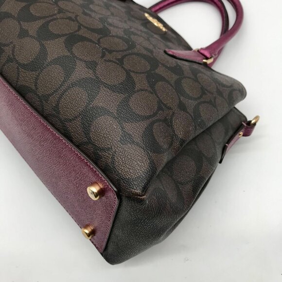 Coach Brown And Purple Monogram Convertible Satchel Bag F73292 - Picture 8 of 11